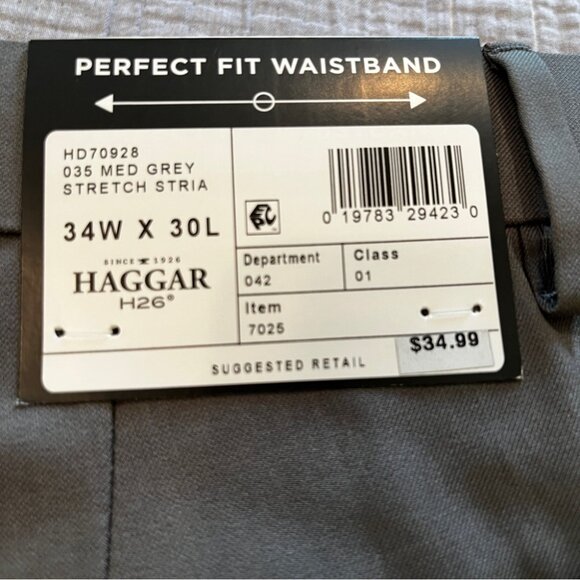 Hagger men’s premium stretch gray slacks 34/30 - Picture 4 of 4